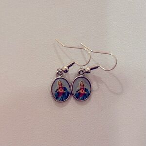Handmade Silver Catholic Mary Earrings